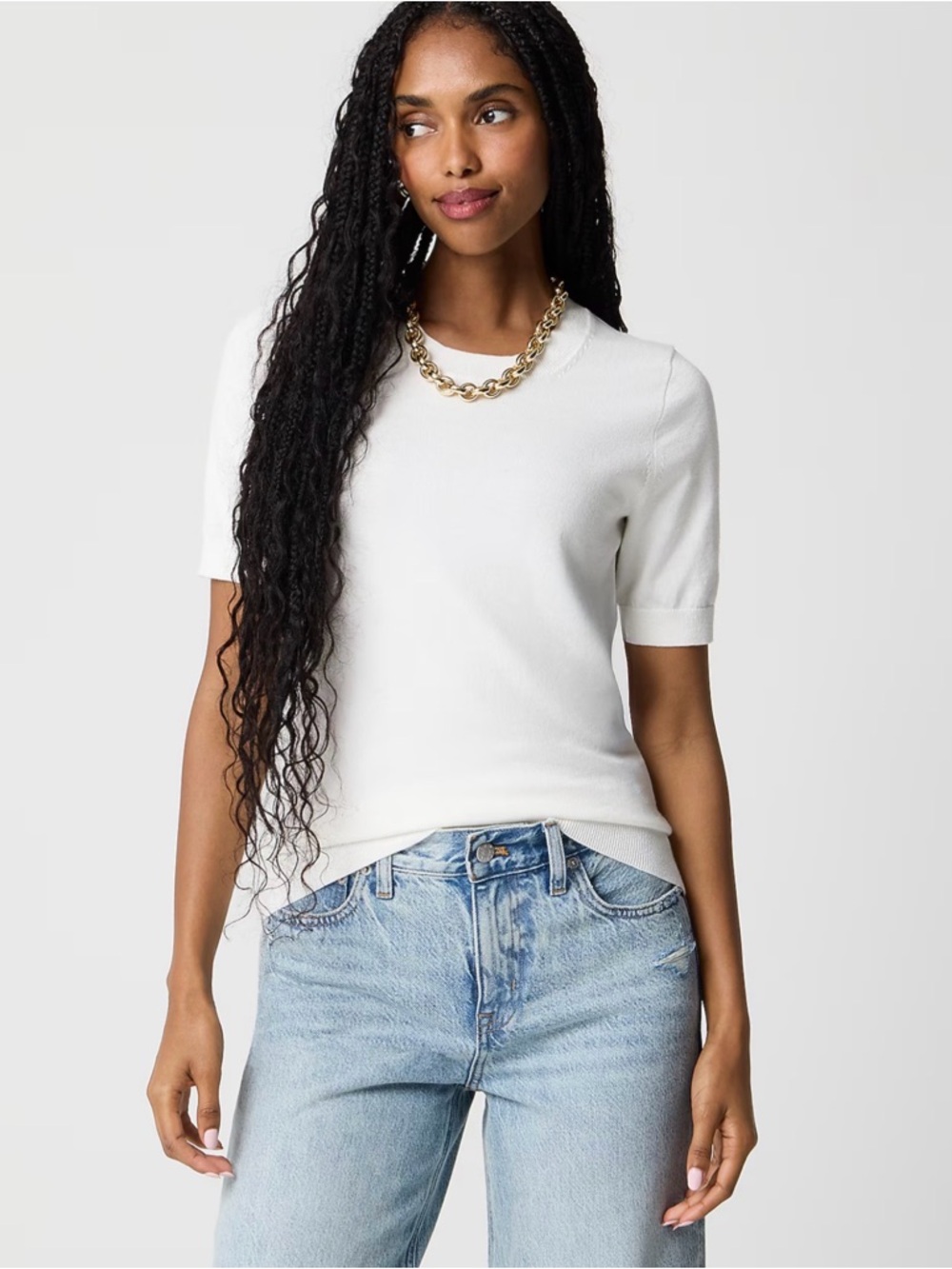 J. Crew Factory Short-sleeve cotton crewneck sweater • size XS • NWT • CF384